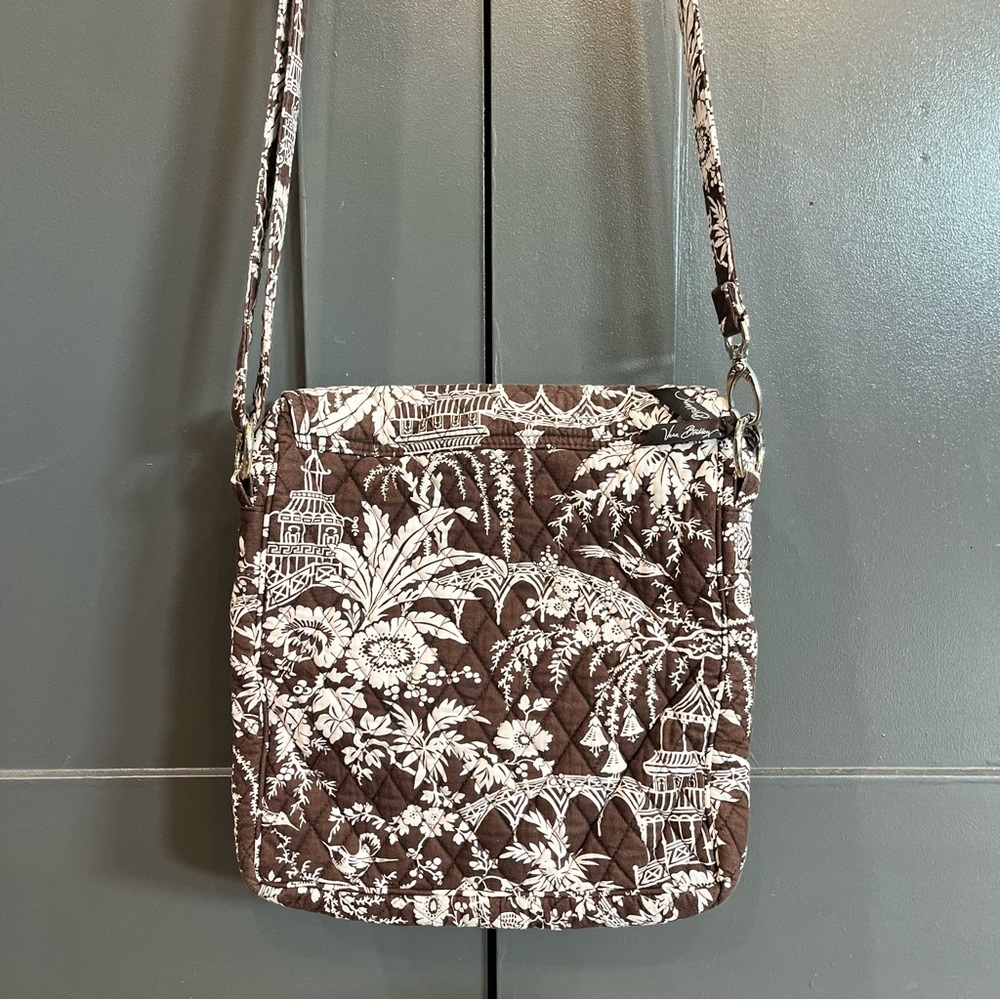 Vera Bradley Retired Imperial Asian Toile Brown Pink Crossbody Messenger Bag EUC - Picture 3 of 16
